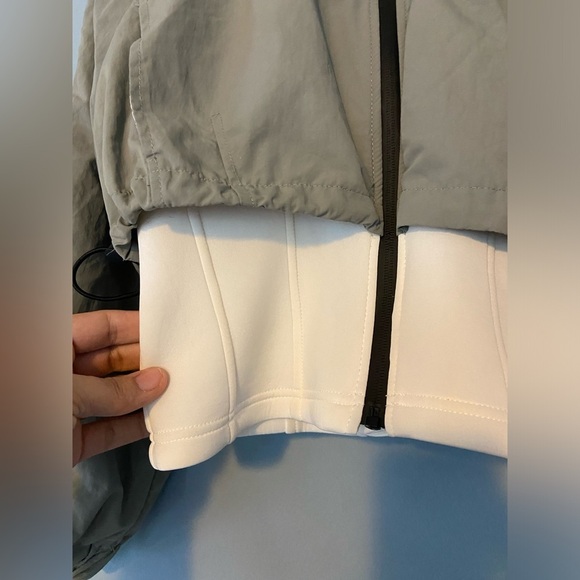 Zara Neoprene Sage & White Bomber Jacket - Picture 10 of 13
